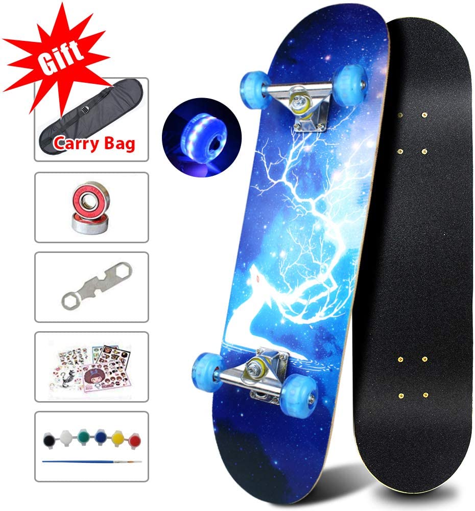 Standard Skateboards with Colorful Flashing Wheels