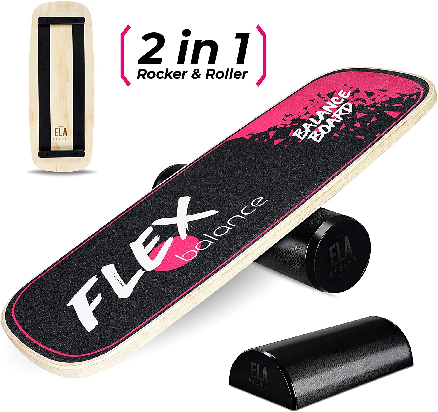 Wooden Balance Board Trainer with Roller and Rocker - Home Training